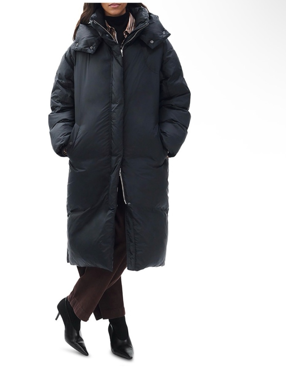 rag & bone Long Black Puffer Coat with Hood
